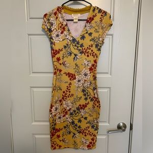 Yellow/Floral Bodycon Dress